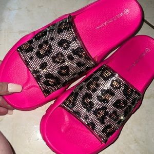 Pink and cheetah print sandals